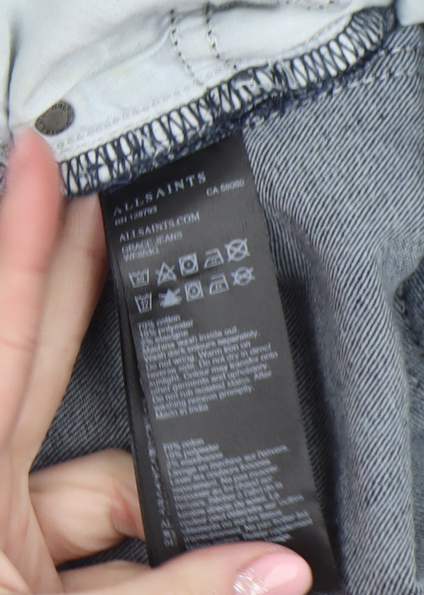 AllSaints Women’s Blue Grace Skinny Jeans W27 Mid Rise Denim