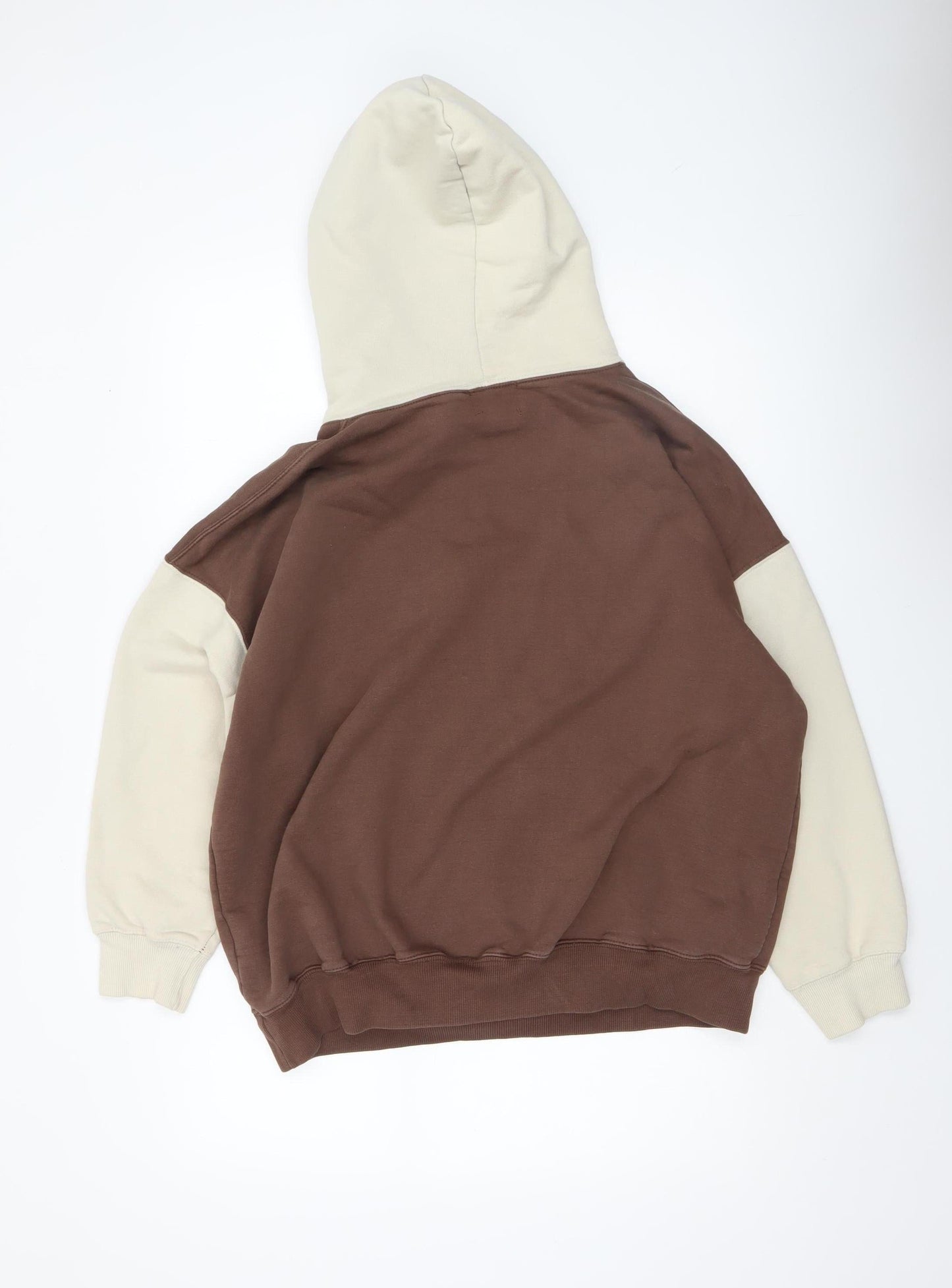Pull&Bear Teens Brown Beige Boston Logo Pullover Hoodie Size S