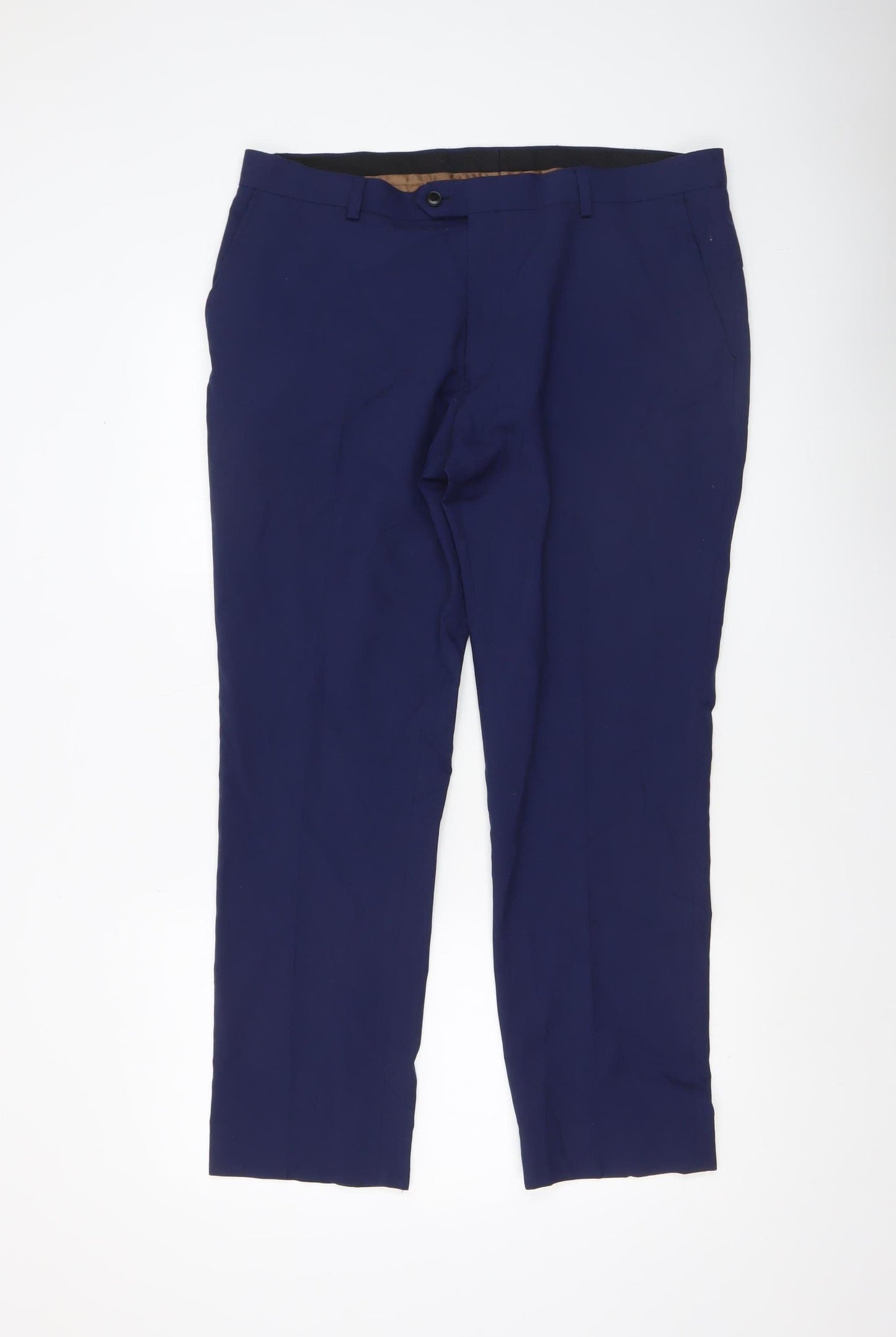 Next Men's Blue 36W 29L Polyester Blend Dress Trousers