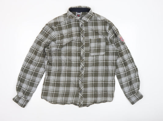 Helly Hansen Men's Green Check Flannel Long Sleeve Button-Up Shirt Size M