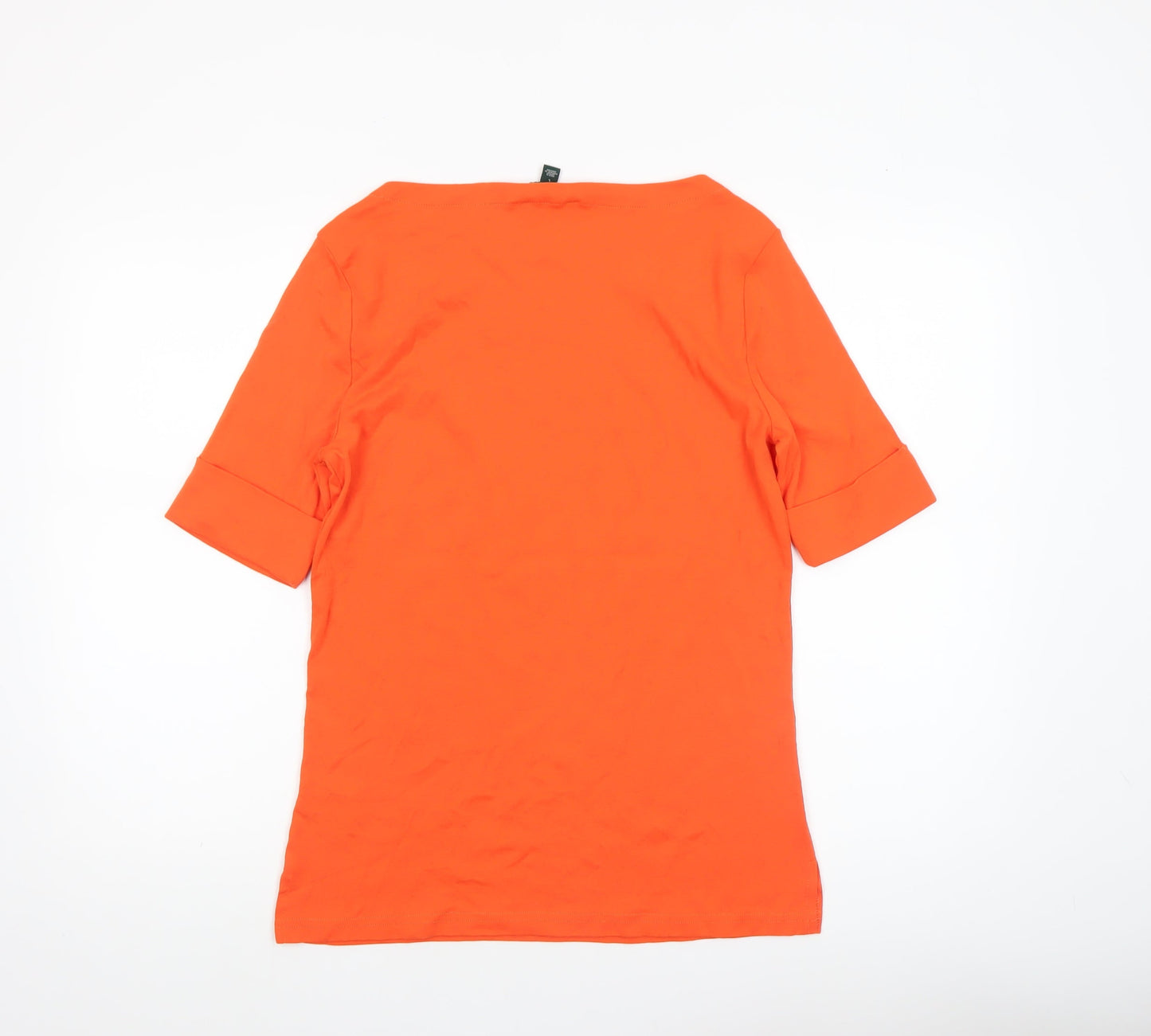 Ralph Lauren Women’s Orange Cotton Boat Neck Short Sleeve T-Shirt Size L