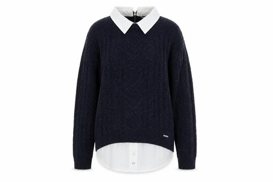 Lee Cooper Womens Blue Collared Knit Pullover Jumper Size 12