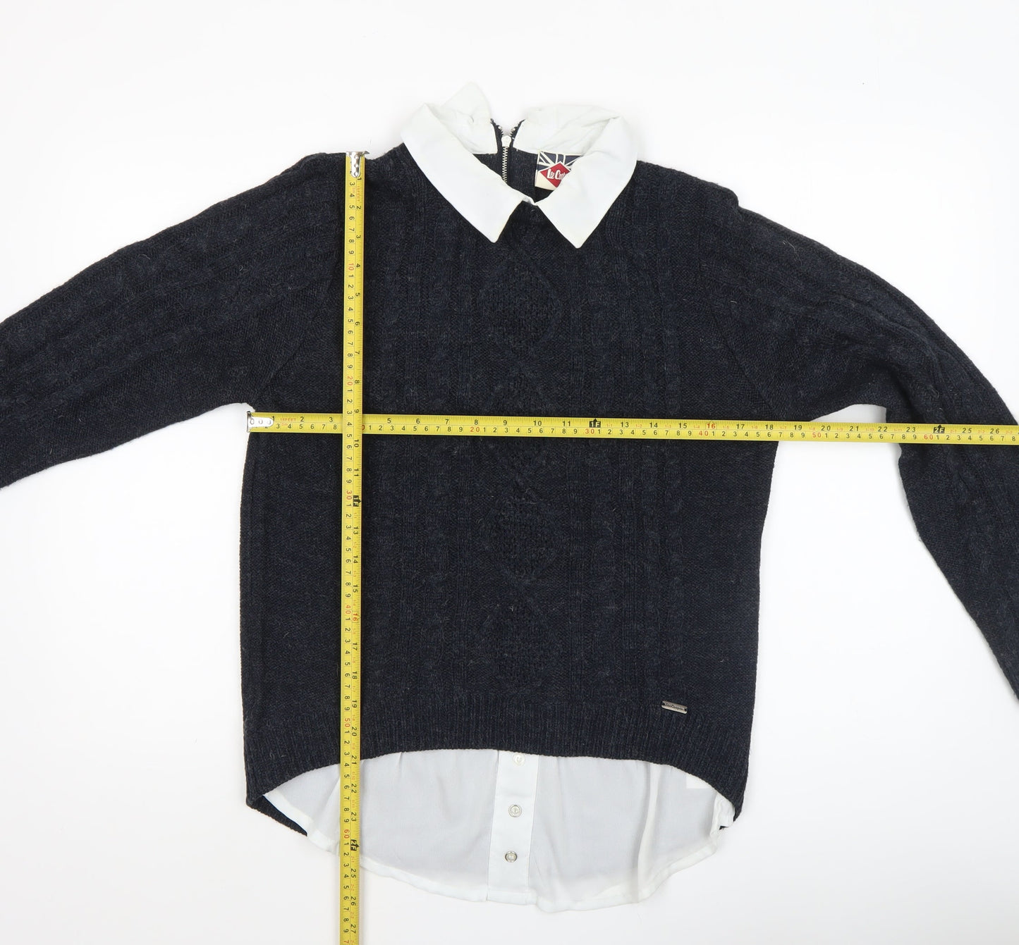 Lee Cooper Womens Blue Collared Knit Pullover Jumper Size 12