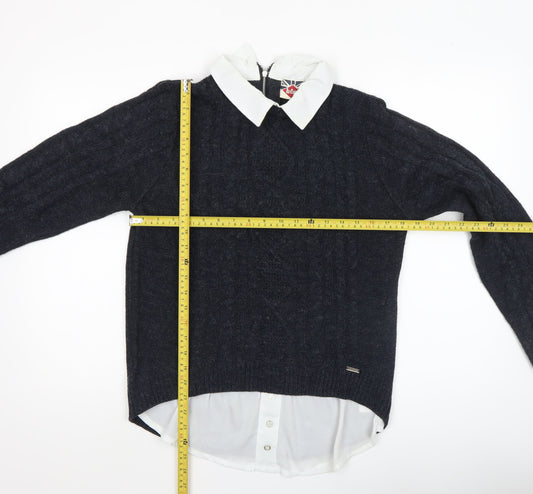 Lee Cooper Womens Blue Collared Knit Pullover Jumper Size 12