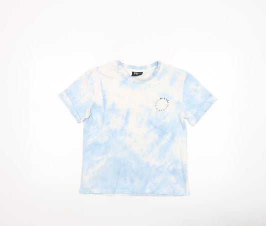 Diesel Women's Blue Tie-Dye Cotton T-Shirt XS Short Sleeve