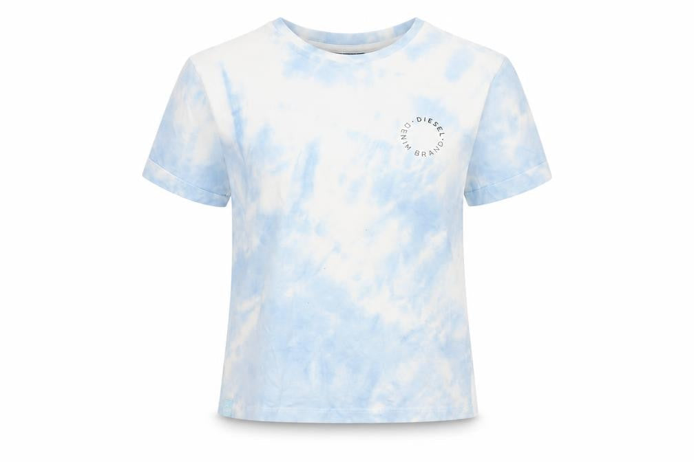 Diesel Women's Blue Tie-Dye Cotton T-Shirt XS Short Sleeve