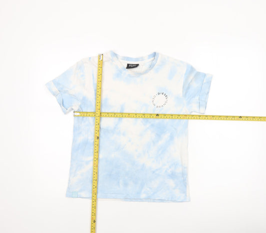 Diesel Women's Blue Tie-Dye Cotton T-Shirt XS Short Sleeve