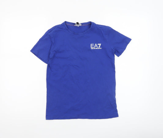 Emporio Armani Boys Blue 12 Years EA7 Cotton Logo T-Shirt