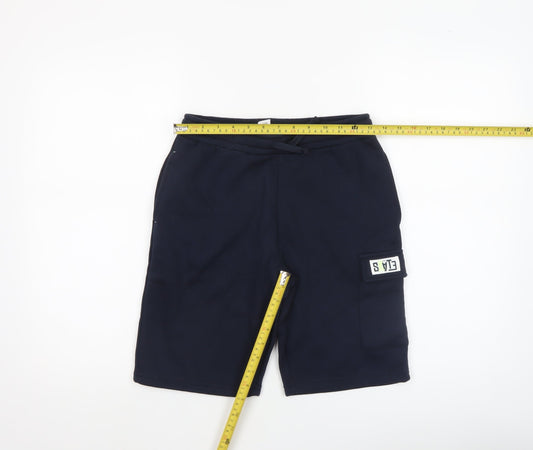 Dunnes Stores Boys Blue Cargo Shorts 27in Elastic Waist Casual Summer