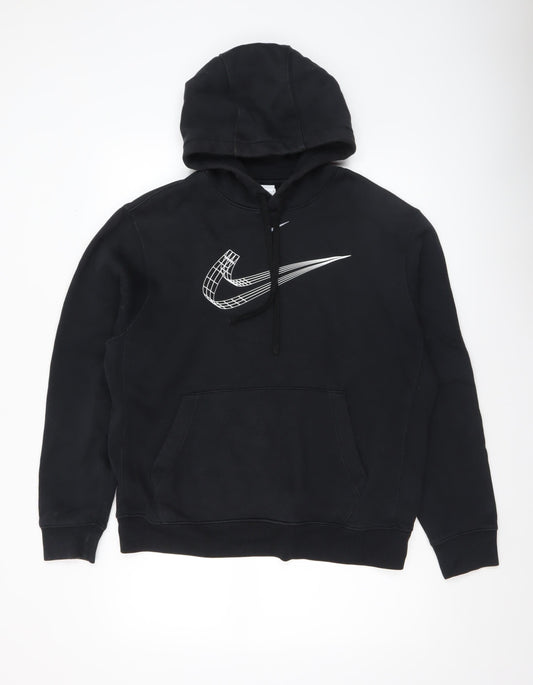 Nike Men's Black Pullover Hoodie Size M Graphic Fleece Sweatshirt
