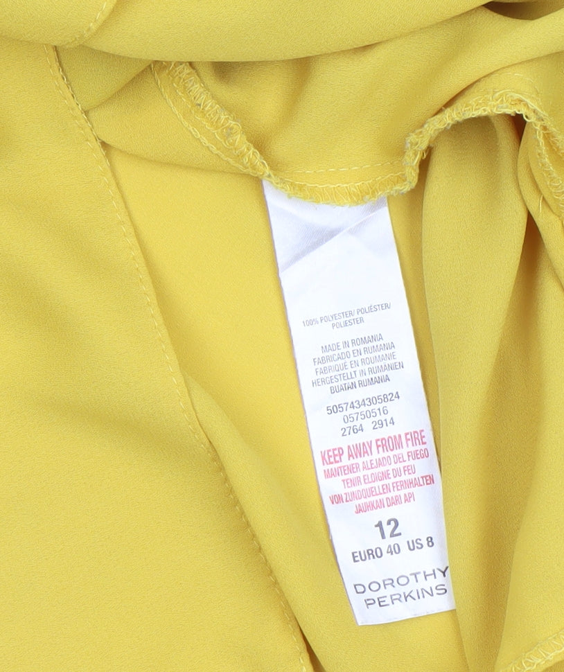Dorothy Perkins Women Yellow Long Sleeve Tunic Blouse UK 12