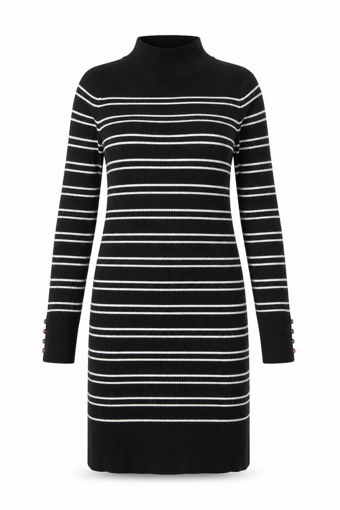 New Look Women’s Black Striped Knit Bodycon Dress Size 14