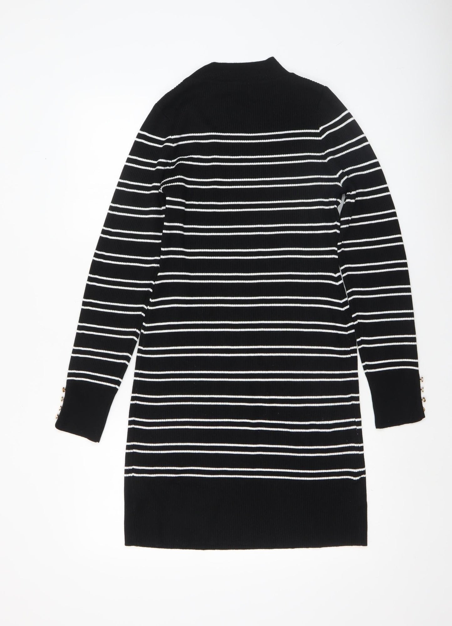 New Look Women’s Black Striped Knit Bodycon Dress Size 14