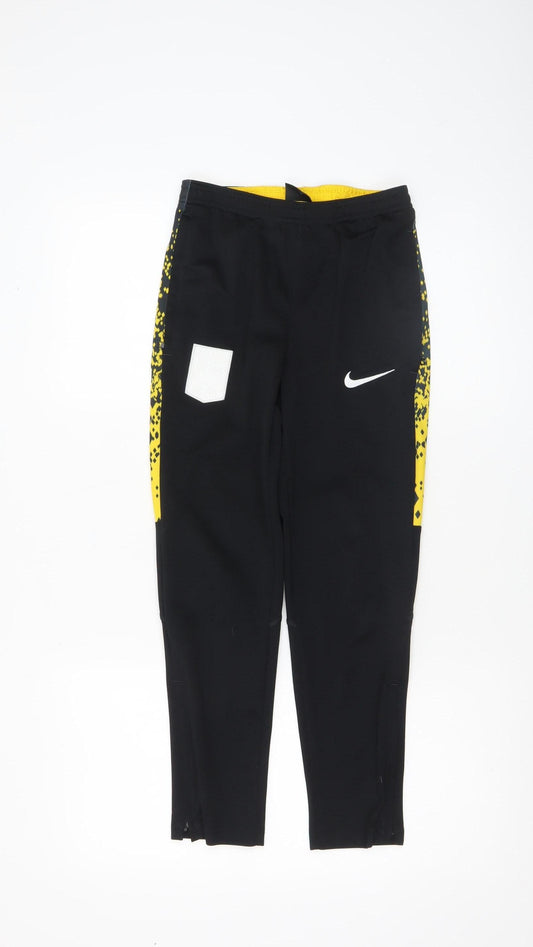 Nike Boys Black Dri-FIT Jogger Trousers 10-12 Years Quick Dry Activewear