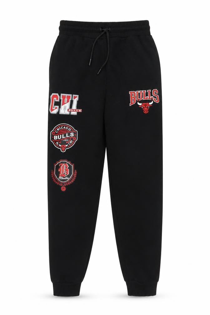NBA Boys Black Jogger Sweatpants 11-12 Years Chicago Bulls Logo