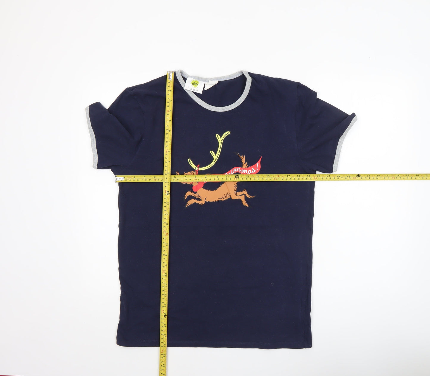 Cotton On The Grinch Men's Blue Christmas Graphic T-Shirt Size S