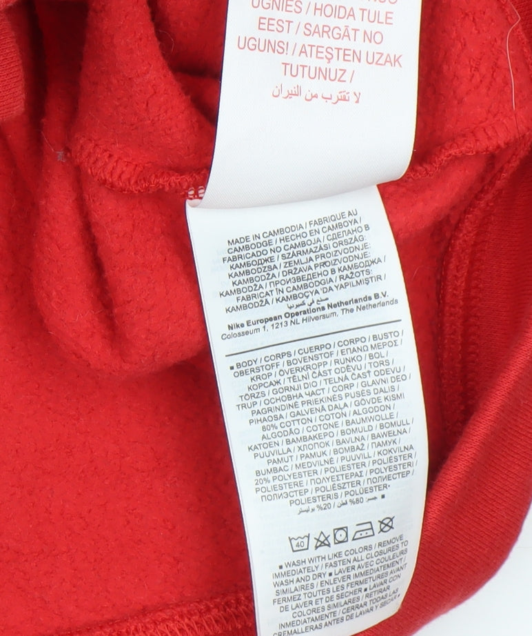 Nike Boys Red & Black Full Zip Hoodie Size 137-147cm Cotton Blend