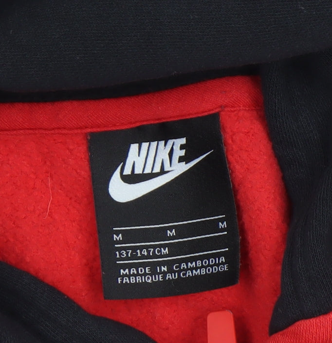 Nike Boys Red & Black Full Zip Hoodie Size 137-147cm Cotton Blend