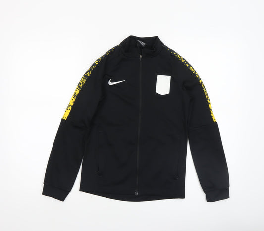 Nike Boys Black Dri-FIT Track Jacket 10-12 Years Full Zip Activewear