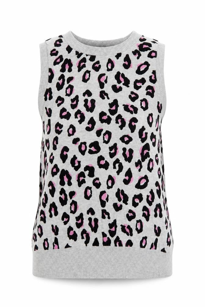 Next Women Grey Leopard Print Sleeveless Knit Vest M