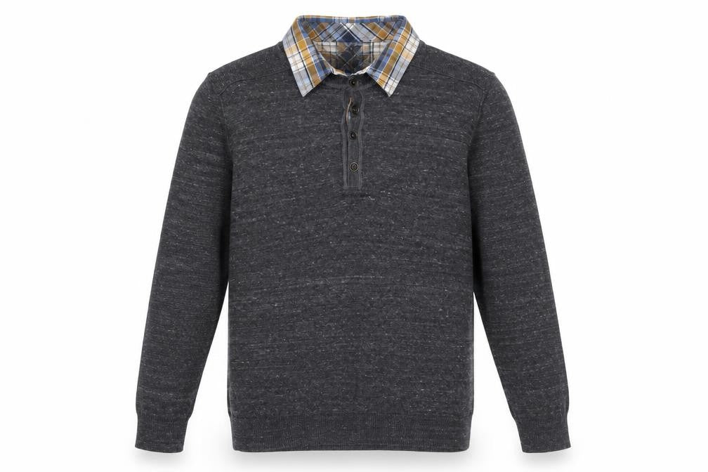 Marks and Spencer Men’s Grey Collared Henley Jumper Size L