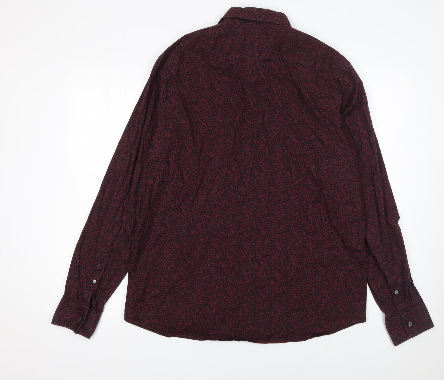 Michael Kors Men's Red Floral Slim Fit Long Sleeve Button-Up Shirt XL