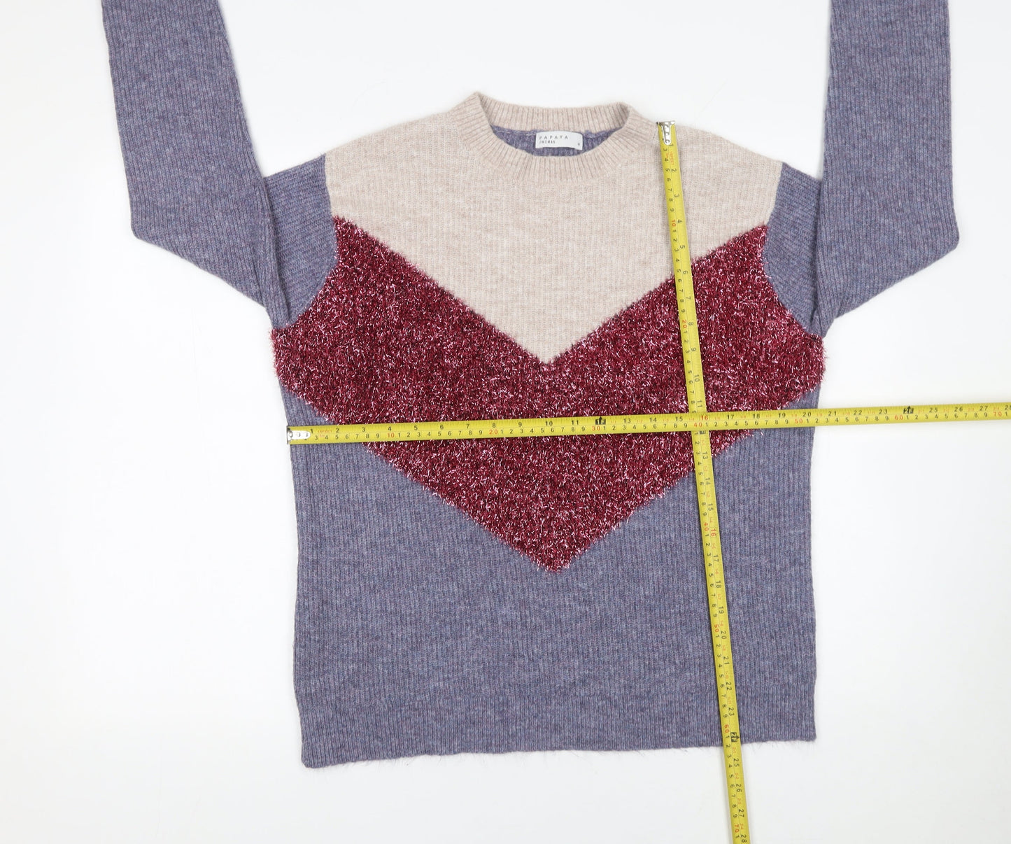 Papaya Women’s Multicoloured Crew Neck Knit Jumper Size M