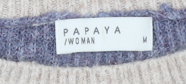 Papaya Women’s Multicoloured Crew Neck Knit Jumper Size M