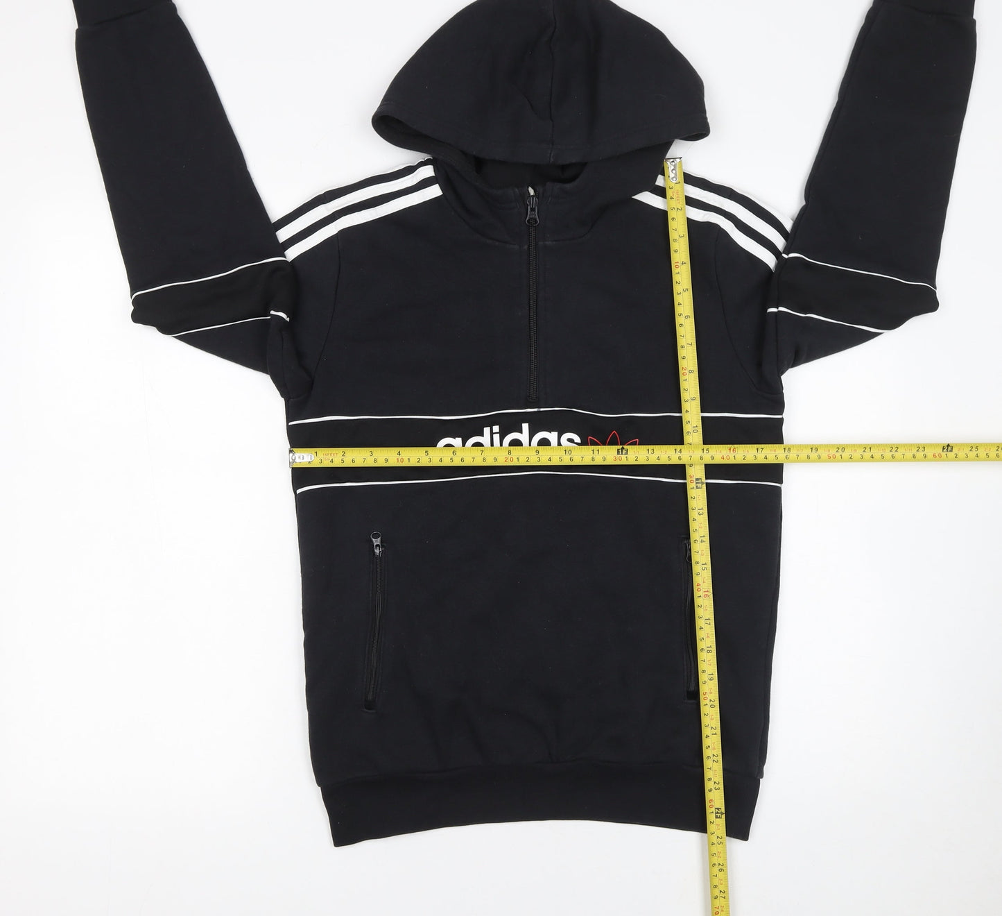Adidas Boys Black 13-14 Years Half Zip Hoodie Fleece Logo Sportswear