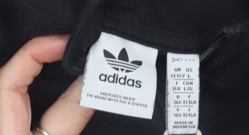 Adidas Boys Black 13-14 Years Half Zip Hoodie Fleece Logo Sportswear