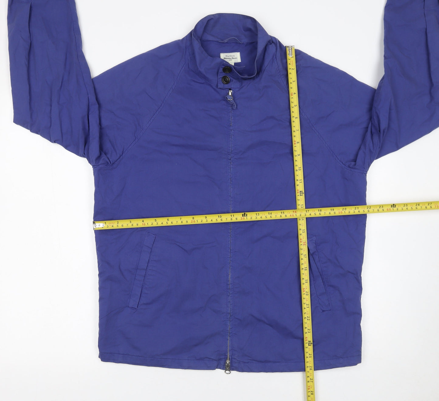 Hartford Men's Blue Cotton Basic Jacket Size 50 Regular Fit