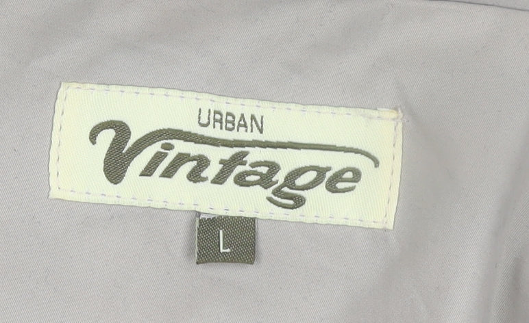 Urban Vintage Men's Beige L Basic Polyester Zip Jacket