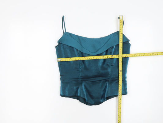 Marks and Spencer Women Teal Satin Outfit Set Size 14 Evening Formal