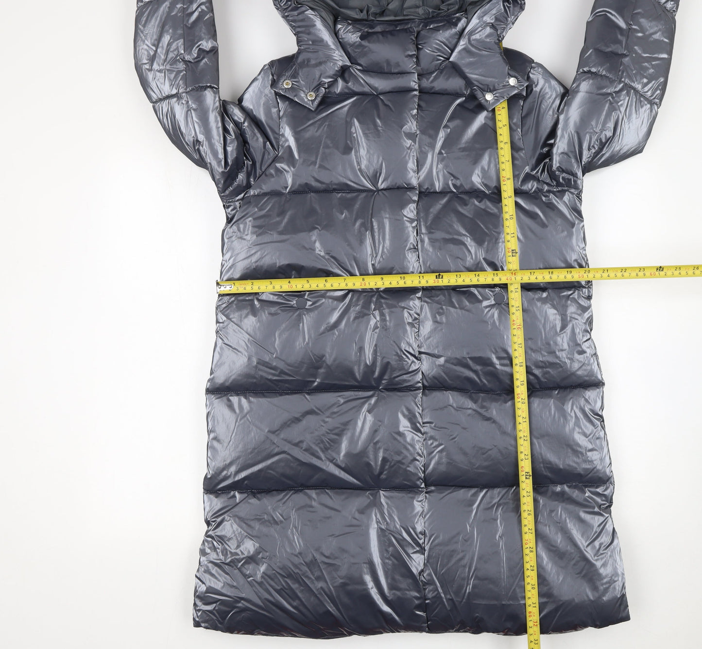 Marks and Spencer Girls Grey Long Hooded Puffer Coat Age 12-13 Years