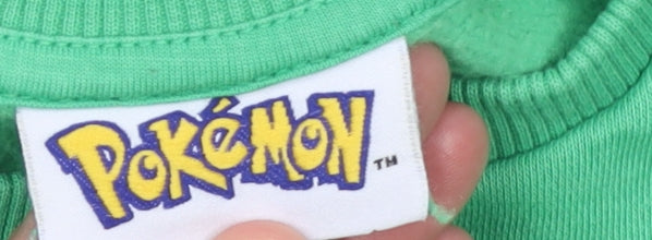 Pokémon Boys Green Pikachu Sweatshirt 14-15 Years Pullover Crew Neck