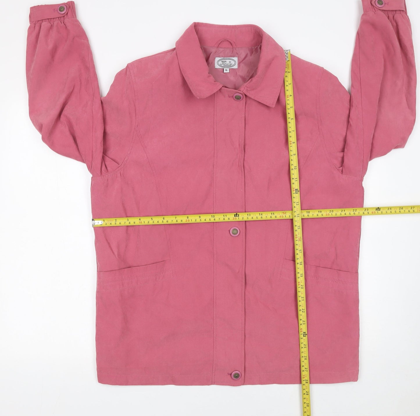 JTC Collection Women Pink Size 16 Lightweight Button Mid-Length Jacket