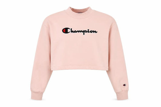 Champion Women's Pink Cropped Pullover Sweatshirt Small