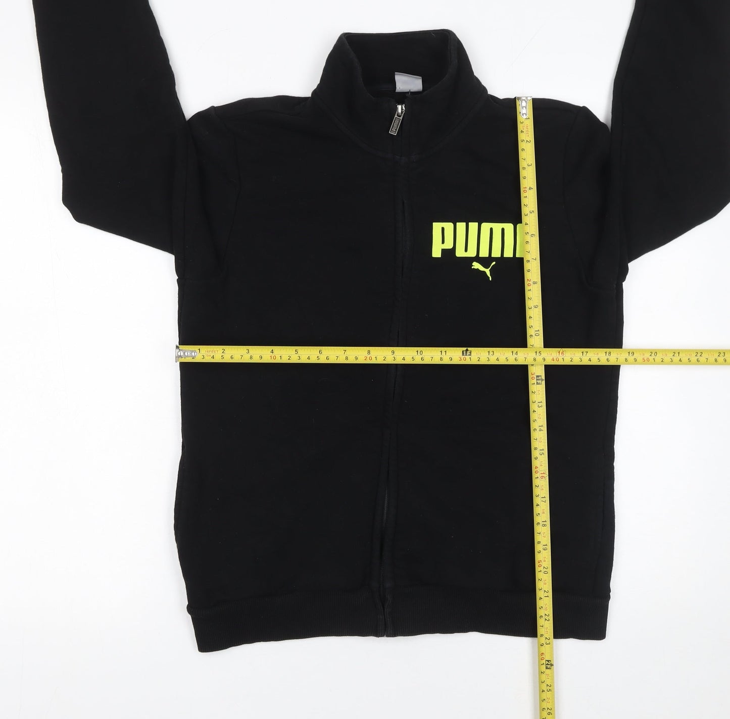 Puma Womens Black Full Zip Hoodie Sweatshirt Size L Logo Design