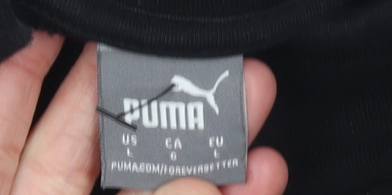 Puma Womens Black Full Zip Hoodie Sweatshirt Size L Logo Design