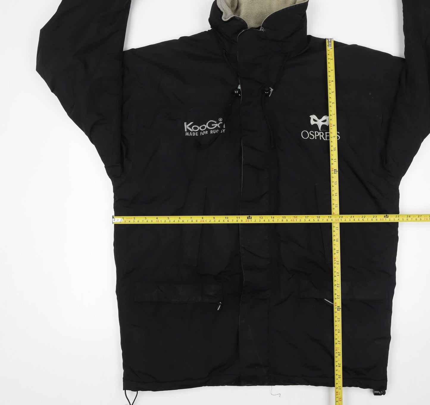 Kooga Men's Black Ospreys Rugby Parka Jacket Size M Hooded Waterproof
