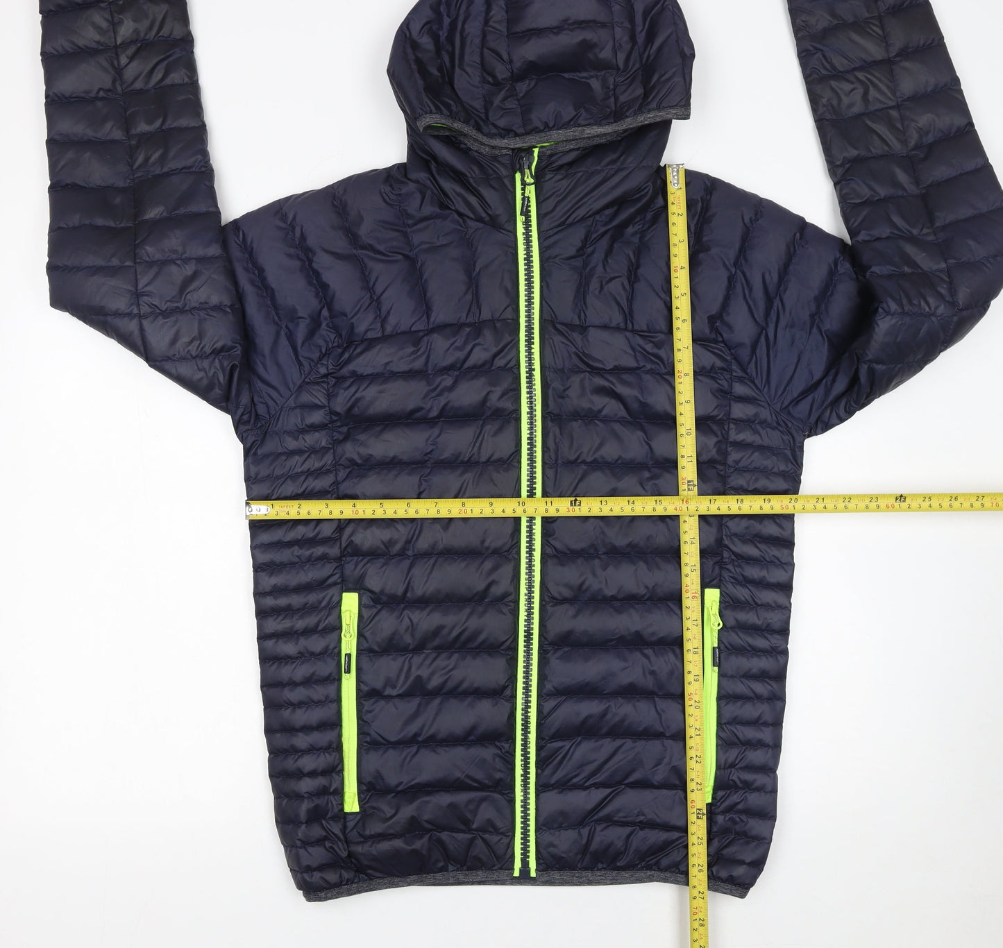 Superdry Men's Blue Hooded Puffer Jacket Medium Lightweight Down