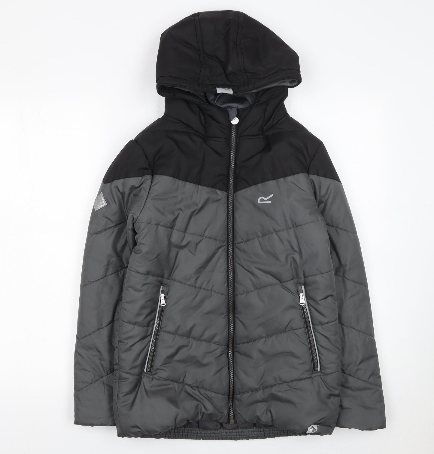 Regatta Boys Grey Hooded Puffer Jacket 13 Years Lined Water Resistant