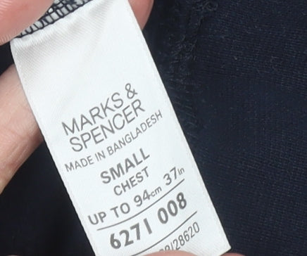 Marks and Spencer Men's Blue Small Crew Neck Cotton Sweatshirt