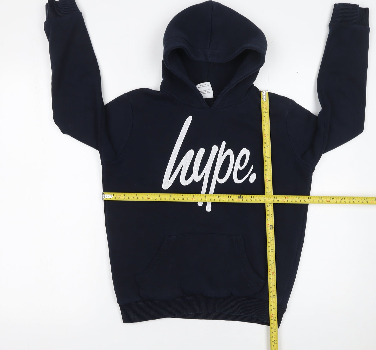 Hype Boys Blue Pullover Hoodie 11-12 Years Cotton Fleece Logo Sweatshirt
