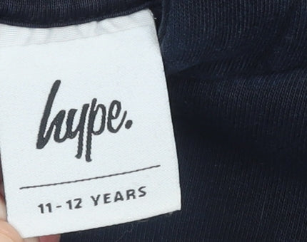 Hype Boys Blue Pullover Hoodie 11-12 Years Cotton Fleece Logo Sweatshirt