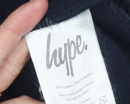 Hype Boys Blue Pullover Hoodie 11-12 Years Cotton Fleece Logo Sweatshirt