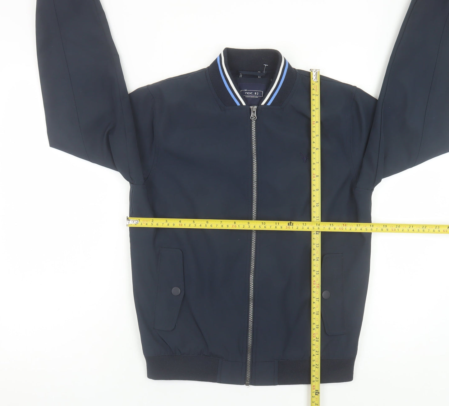 Next Boys Blue Bomber Jacket Age 12 Years Full Zip Lined Casual