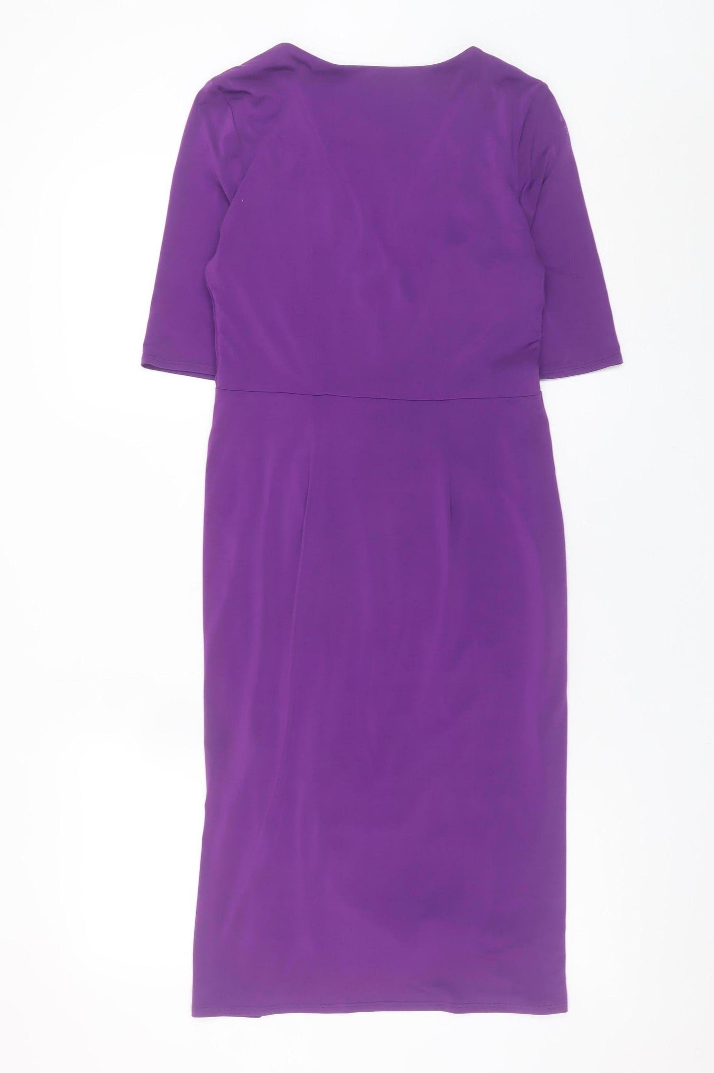 Kaliko Women’s Purple Wrap Knee Length Dress Size 10 Ruched Elegant