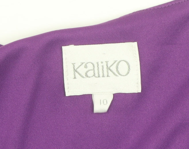 Kaliko Women’s Purple Wrap Knee Length Dress Size 10 Ruched Elegant