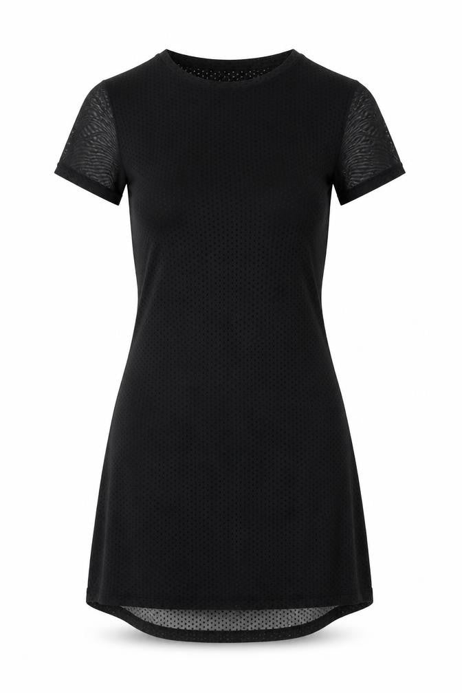 PULL&BEAR Womens Black XS Bodycon Mesh Short Sleeve Dress